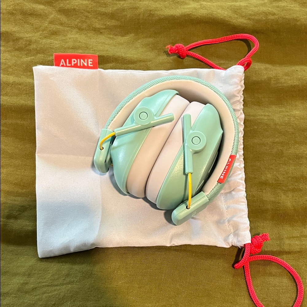 Alpine Light Green Foldable/Adjustable Noise Cancelling Headset with Pouch